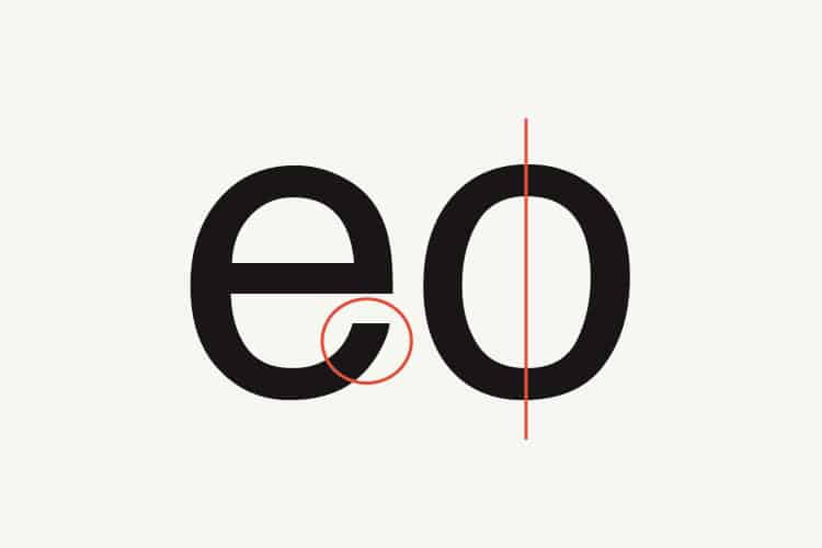 passende Schriften erkennen Buchstaben e und o